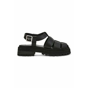 Sandale din piele cu talpa plata si catarama imagine