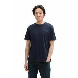 Tricou de bumbac cu decolteu la baza gatului si logo imagine