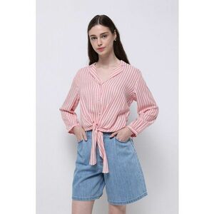 Camasa cu revere decupate si model in dungi imagine
