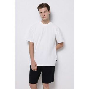 Tricou din bumbac cu decolteu la baza gatului si striatii imagine