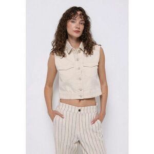 Vesta crop din denim cu nasturi imagine