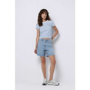 Pantaloni scurti din denim cu talie inalta imagine