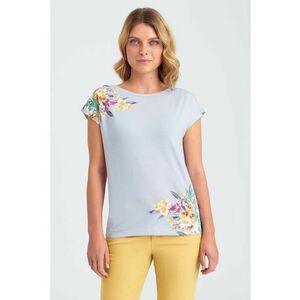 Tricou cu decolteu rotund si imprimeu floral imagine