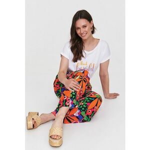 Pantaloni drepti cu model tropical imagine