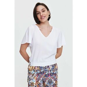 Bluza uni cu decolteu in V si aspect texturat imagine