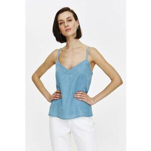 Top de denim cu decolteu in V imagine