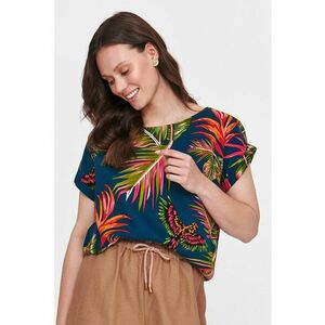 Bluza cu maneci scurte si model tropical imagine