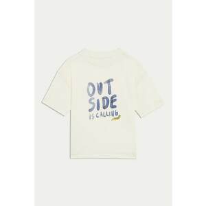 Tricou cu imprimeu text si maneci cazute imagine