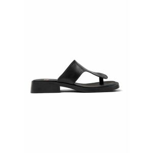 Papuci flip-flop de piele cu toc masiv imagine