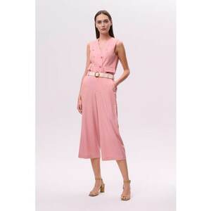 Pantaloni culotte din amestec de in cu curea imagine