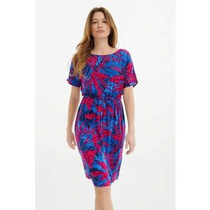 Rochie cu cordon in talie si model floral imagine