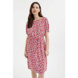 Rochie cu cordon in talie si model floral imagine