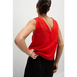 Top din amestec de in cu broderie imagine