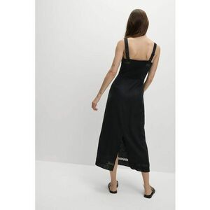Rochie midi din amestec de in cu garnituri brodate imagine