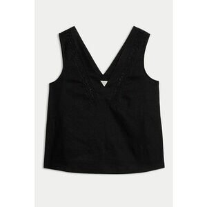 Top din amestec de in cu broderie imagine