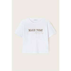 Tricou din bumbac cu decolteu la baza gatului imagine
