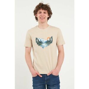 Tricou cu decolteu la baza gatului si model grafic imagine