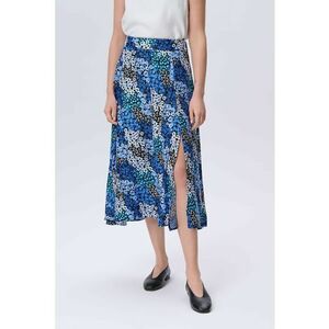 Fusta midi cu slit frontal si model floral imagine