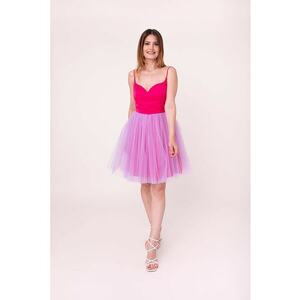 Rochie scurta evazata cu funda pe partea din spate Bloom imagine