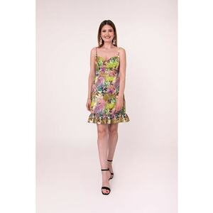 Rochie cu detaliu volane si model floral Forever Yours imagine