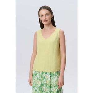 Bluza fara maneci din amestec de in cu decolteu in V imagine