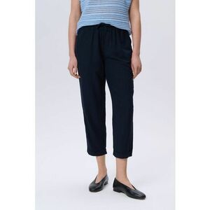 Pantaloni crop din amestec de in cu snur imagine