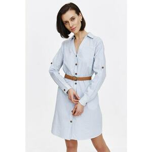 Rochie-camasa mini in dungi cu snur in talie imagine