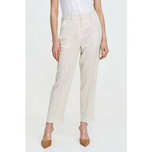 Pantaloni crop eleganti din amestec de in cu pensa imagine