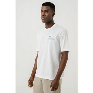 Tricou din bumbac cu logo pe piept si decolteu la baza gatului imagine