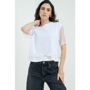 Tricou crop cu aplicatie semitransparenta imagine
