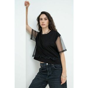 Tricou crop cu aplicatie semitransparenta imagine