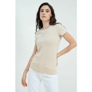 Tricou slim fit cu imprimeu logo discret imagine