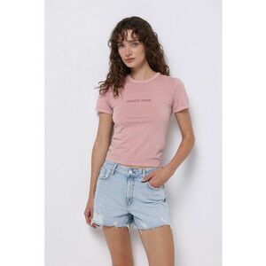 Tricou de bumbac cu decolteu la baza gatului imagine