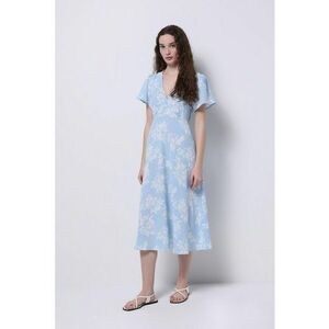 Rochie cu decolteu in V si imprimeu floral imagine