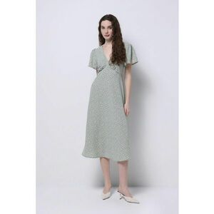 Rochie midi cu decolteu in V si maneci cu volane imagine