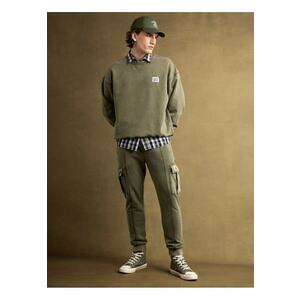 Pantaloni cargo cu talie ajustabila - Verde imagine