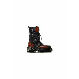 Bocanci M-107-S1 - piele naturala - negru/rosu - imagine