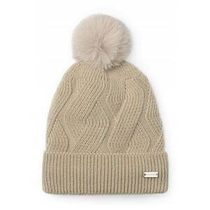 Caciula model cu pompon bej - 30% lana imagine