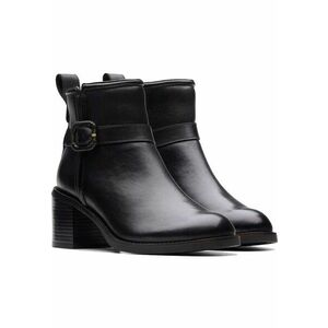Botine cu toc dama - casual - piele naturala - negru imagine
