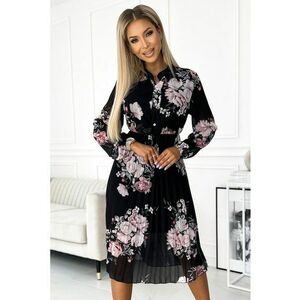 Rochie plisata midi cu maneca lunga - imagine