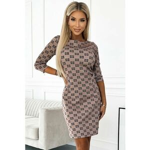 Rochie cu fermoare aurii si maneci trei sferturi - imagine