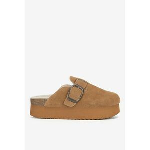 Papuci dama 5905588986027 - Piele intoarsa - Maro imagine