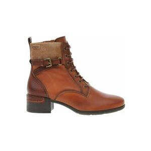 Botine dama cu toc masiv - Piele naturala/Material textil - 4.5 - Maro imagine