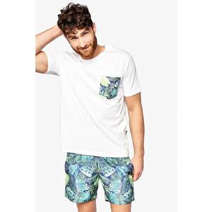 Tricou de bumbac cu aplicatie contrastanta pe piept imagine