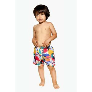 Pantaloni scurti de baie cu model colorblock si talie ajustabila imagine