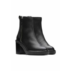 Botine cu toc dama - piele naturala - negru imagine