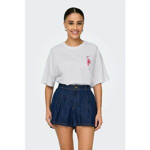 Tricou din bumbac organic cu imprimeu si maneci cazute imagine