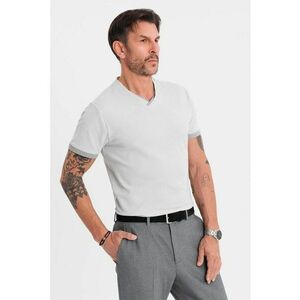 Tricou din bumbac cu decolteu in V imagine