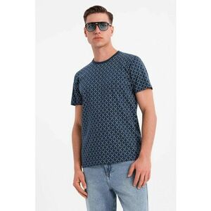 Tricou cu decolteu la baza gatului si model geometric imagine