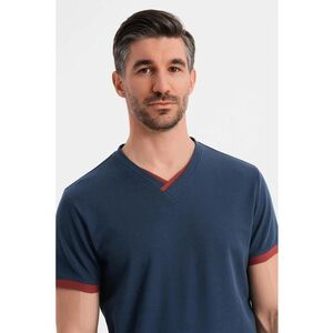 Tricou din bumbac cu decolteu in V imagine